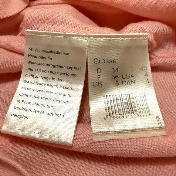 St. Emile Sweater 100% Virgin Wool Long Sleeve Tie Waist Baby Pink US Size 4 - Picture 4 of 12